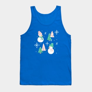 Cozy Snowmen on Mint Tank Top